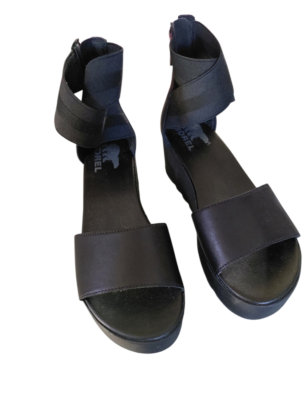 SOREL Cameron  Flatform Black Ankle-Strap  Sandal  Size US 7    UK5